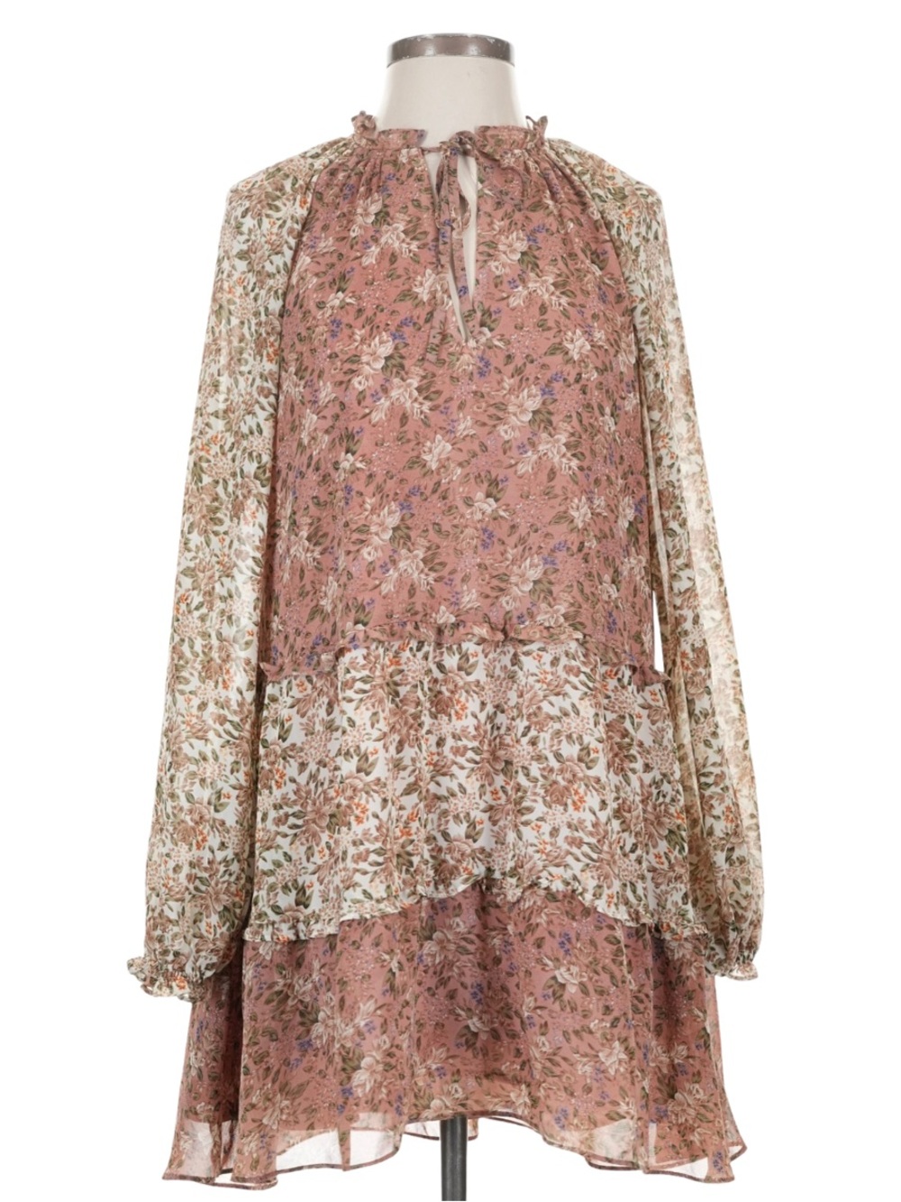 Show Me Your Mumu Birdie Mini Dress Floral Pink & Green Medium
